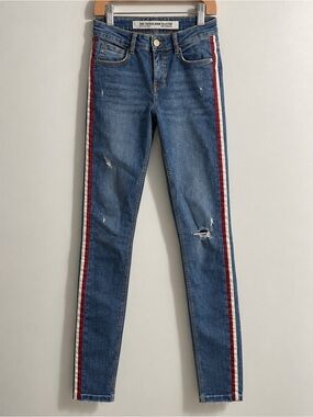 Zara destroyed jeans side striped